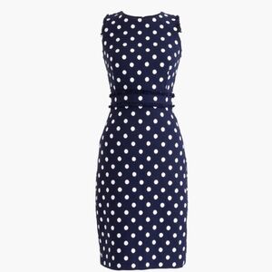 J. Crew Navy Blue Midi Dress with White Dots